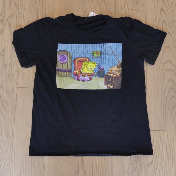 Spongebob Square Pants Black Medium T-Shirt - Picture 1 of 3